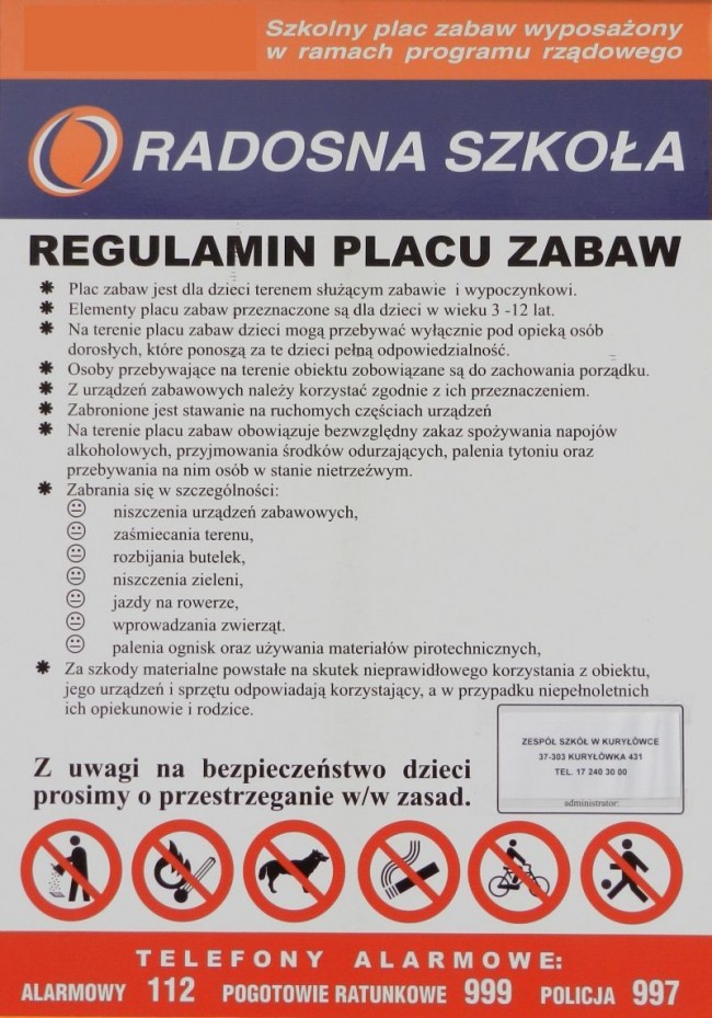 regulamin plac zabaw